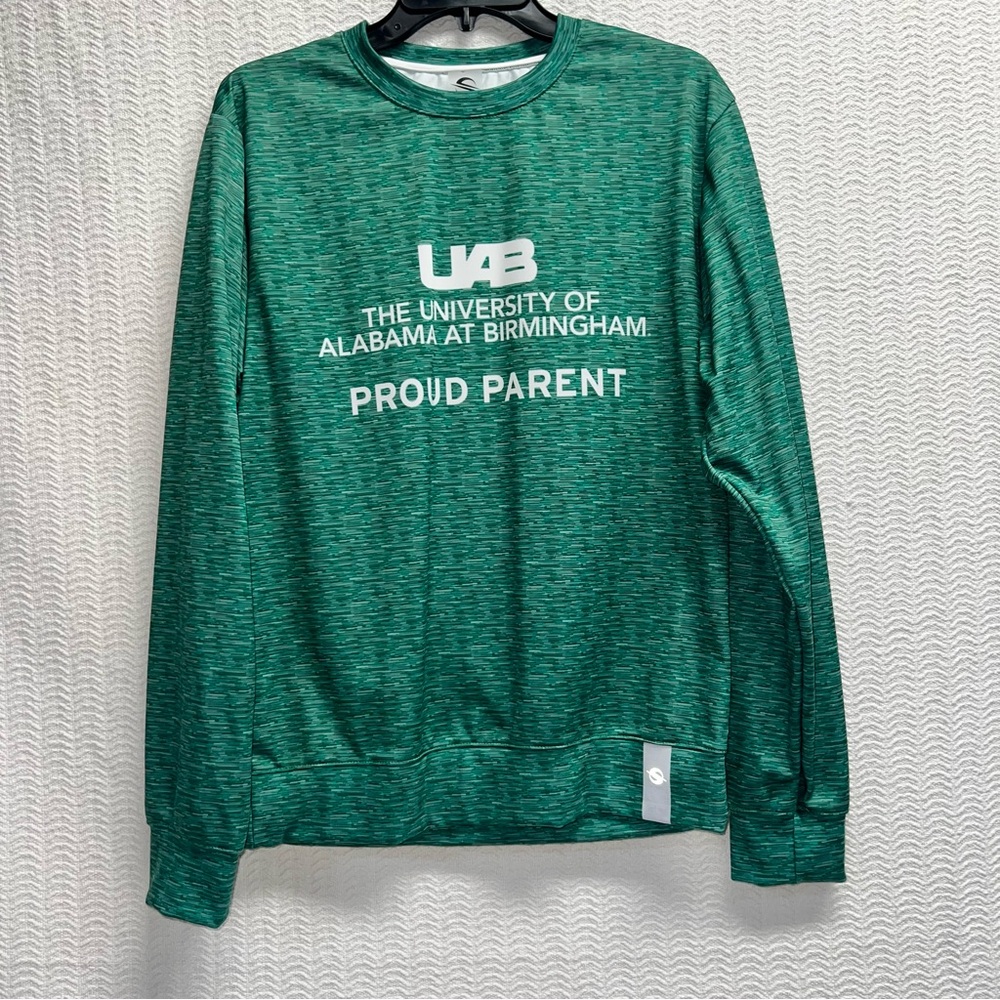 pro sphere / green and white uab proud parent sweatshirt size small